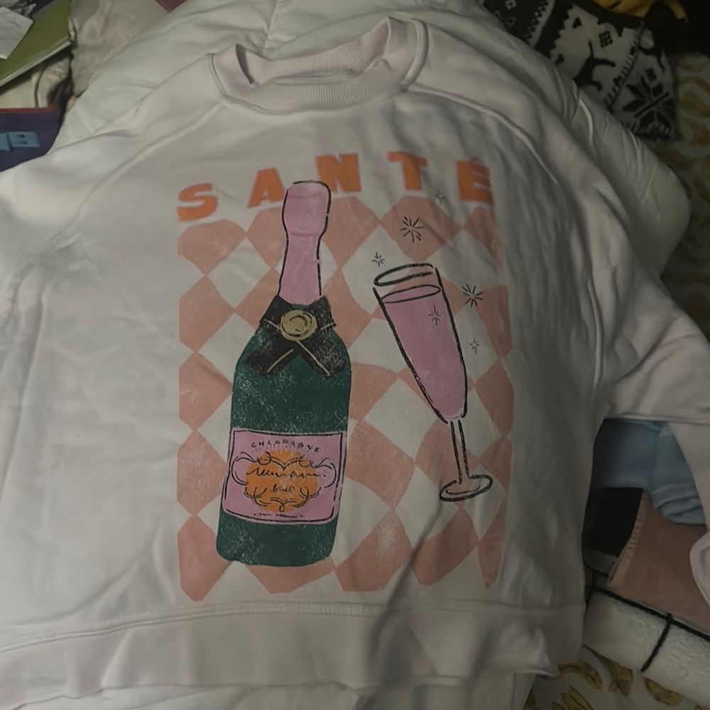 Pink Graphic Sweatshirt with Champagne Design